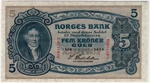 5 kroner 1929 L.6771945. 65 EPQ. Kv.0