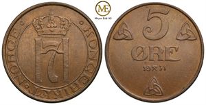 5 øre 1931 Haakon VII. Kv.0