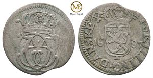 2 skilling 1687 Christian V. Kv.1