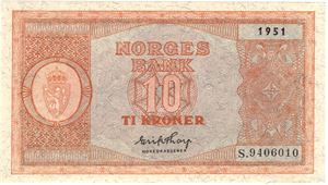 10 kroner 1951 S.9406010. Kv.0