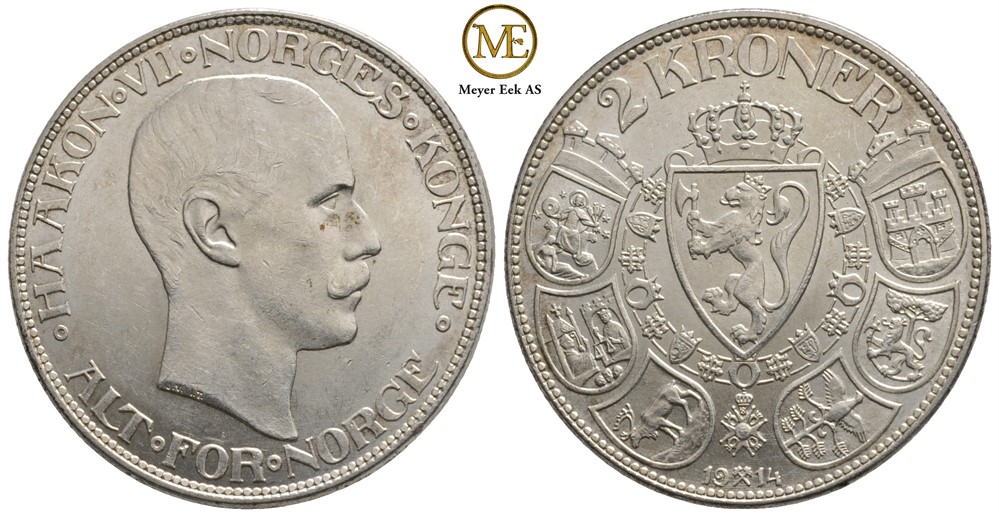2 kroner 1914 Haakon VII. Kv.0/01