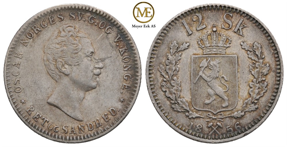12 skilling 1856/5 Oscar I. Kv.1/1+