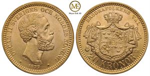 20 kronor 1877 Oscar II. Kv.0/01