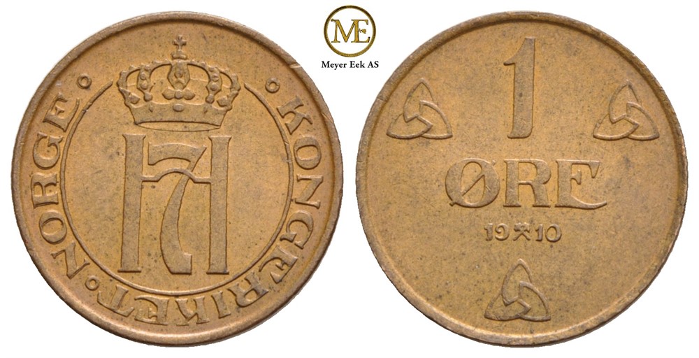1 øre 1910 Haakon VII. Kv.0