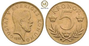 5 kronor 1920 Gustav V. Kv.0/01