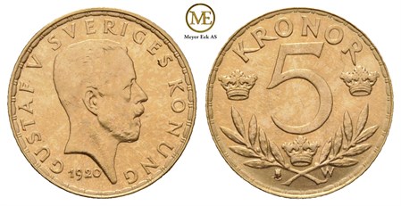 5 kronor 1920 Gustav V. Kv.0/01