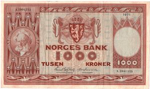 1000 kroner 1971 A.3991325. Kv.1