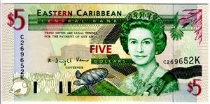 St.Kitts (East Caribbean States) 5 dollar 1993 Kv.0