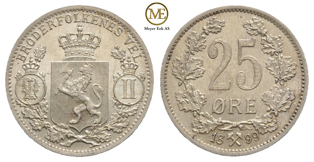 25 øre 1899 Oscar II. Kv.0