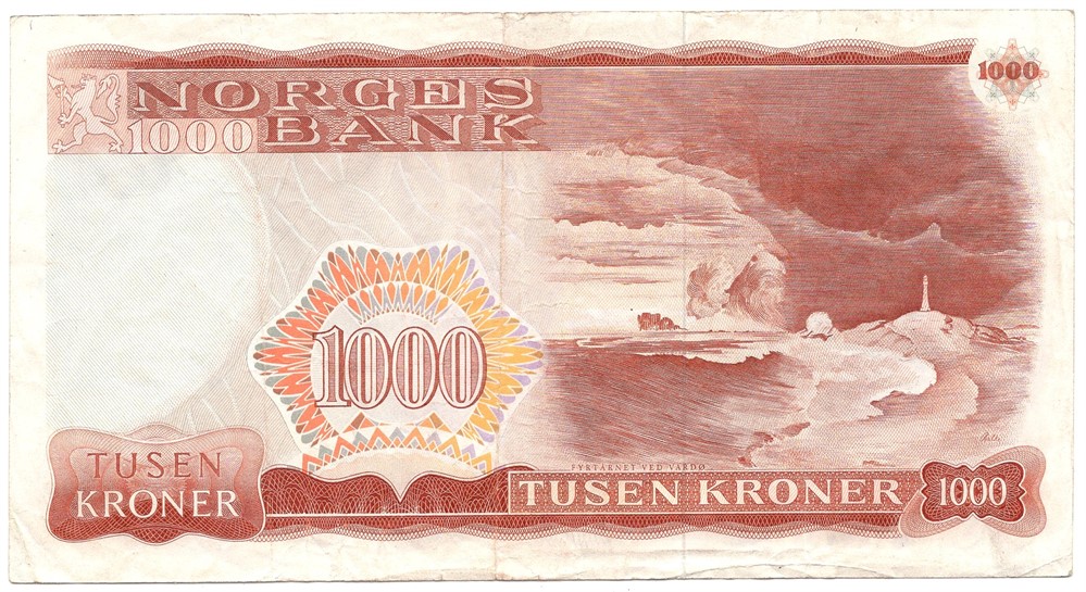 1000 kroner 1980 Z.0072635 erstatningsseddel. Kv.1/1-