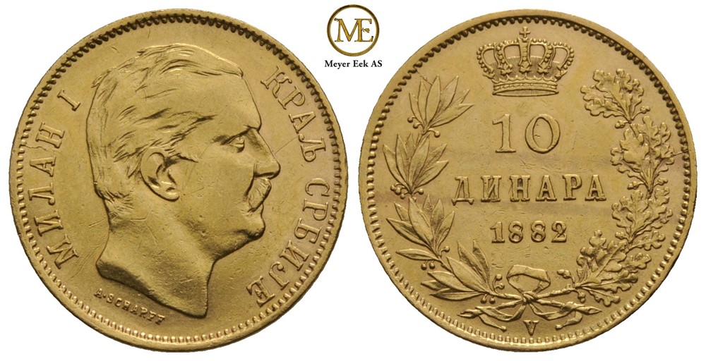 10 dinar 1882 Milan I. Kv.01