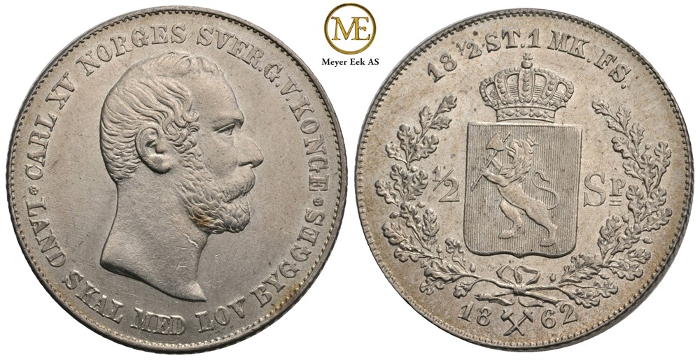 1/2 speciedaler 1862 Carl XV. Kv.0