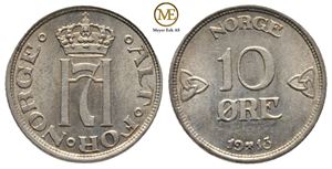 10 øre 1913 Haakon VII. Kv.0