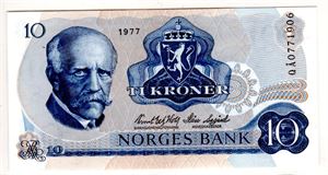 10 kroner 1977 QÅ erstatning Kv.0