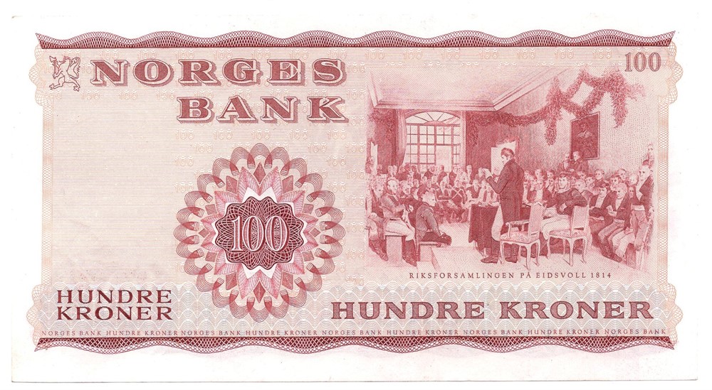 100 kroner 1963 Z.0249736. Erstatningsseddel. Kv.0/01