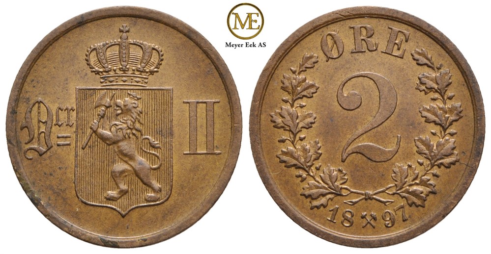 2 øre 1897 Oscar II. Kv.0/01