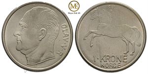 1 krone 1958 Olav V. Kv.0