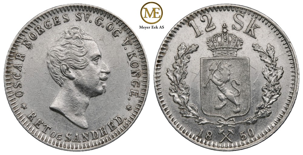 12 skilling 1850 Oscar I. Kv.01