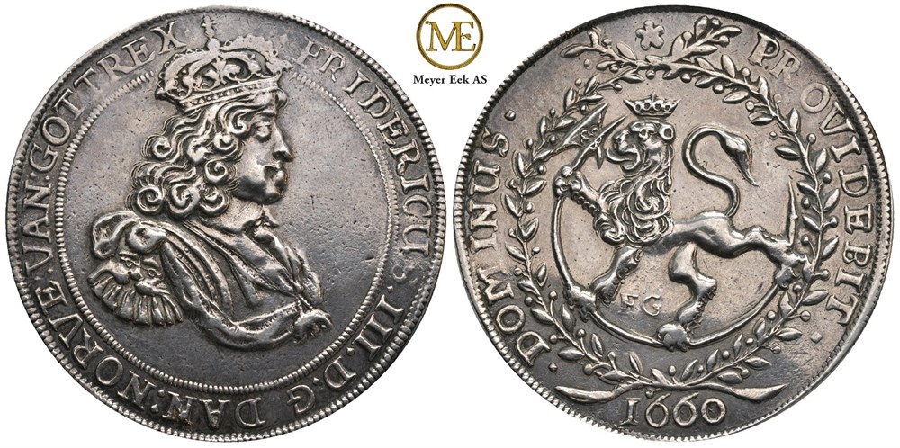 2 Speciedaler 1660 Frederik III. Kv.1+/01