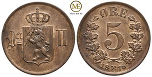 5 øre 1878 Oscar II. Kv.0/01