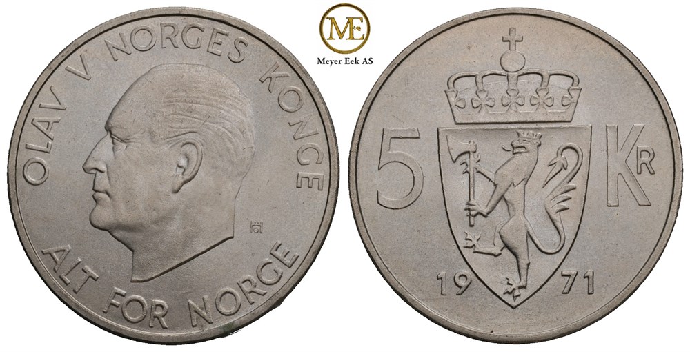 5 kroner 1971 Olav V. Kv.0