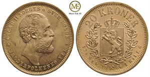 20 kroner 1886 Oscar II. Kv.0/01