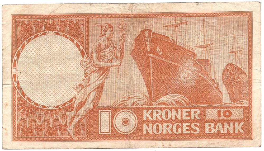 10 kroner 1955 Z.0150261 erstatningsseddel. Kv.1/1-