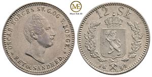 12 skilling 1854 Oscar I. NM.32. Kv.0