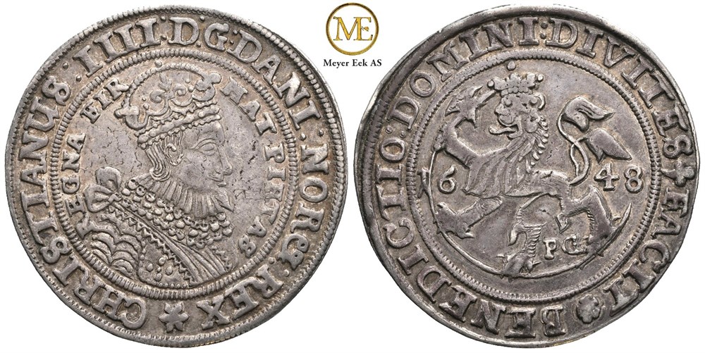 2 speciedaler 1648 Christian IV. Kv.1+/01