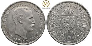 2 kroner 1910 Haakon VII. Kv.1+