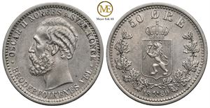 50 øre 1889 Oscar II. Kv.01