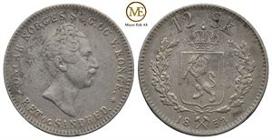 12 skilling 1853 Oscar I. Kv.1+