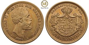 20 kronor 1884 Oscar II. Kv.1+/01