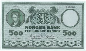 500 kroner 1966 A.2280527. Kv.01