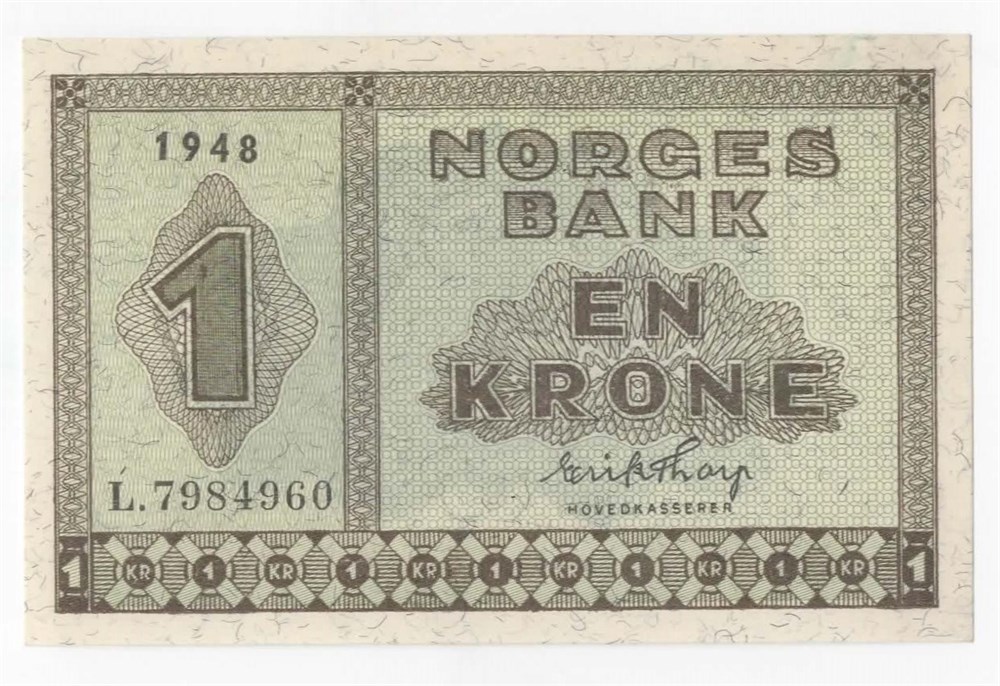Norge 1 krone 1948 L kv. 0