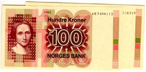 100 kroner 1980 AD og AH Kv.0