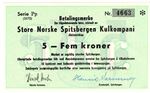 5 kroner Store Norske Spitsbergen Kulkompani. 1970. Kv.0