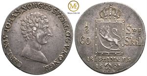 1/2 speciedaler 1821 Carl XIV Johan. Kv.01