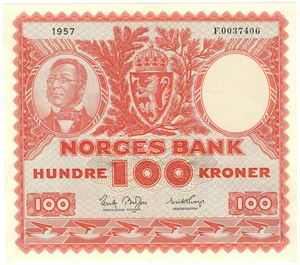 100 kroner 1957 F.0037406. Kv.01