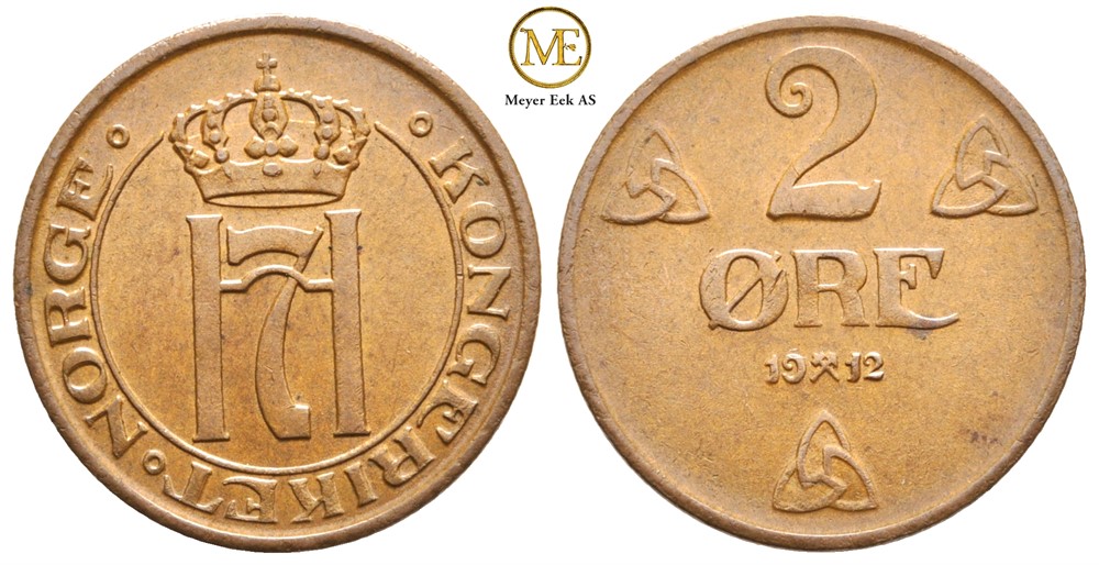 2 øre 1912 Haakon VII. Kv.0