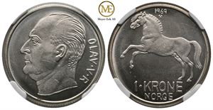 1 krone 1969 Olav V. MS66. Prakt eksemplar