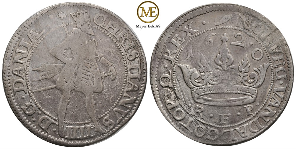 1 krone 1620 Christian IV. H.106C. Kv.1/1+