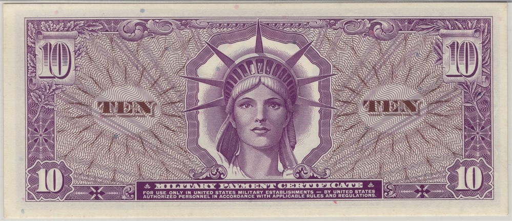 10 dollar Military Payment Certificate. Kv.0
