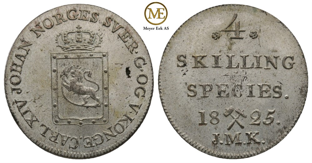 4 skilling 1825 Carl XIV Johan. Kv.0
