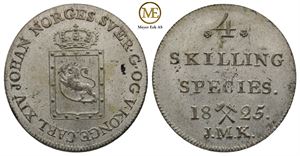 4 skilling 1825 Carl XIV Johan. Kv.0