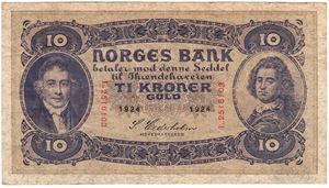 10 kroner 1924 L.2516103. Kv.1