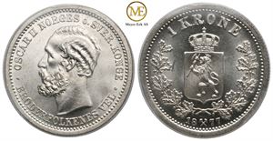 1 krone 1877 Oscar II. Prakt/Kv.0