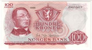 100 kroner 1968 Z.8 mill Erstatningsseddel. Kv.0