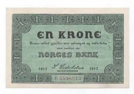 Norge 1 krone 1917 F kv. 01