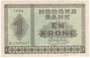 1 krone 1944 H.1957847. Kv.0/01